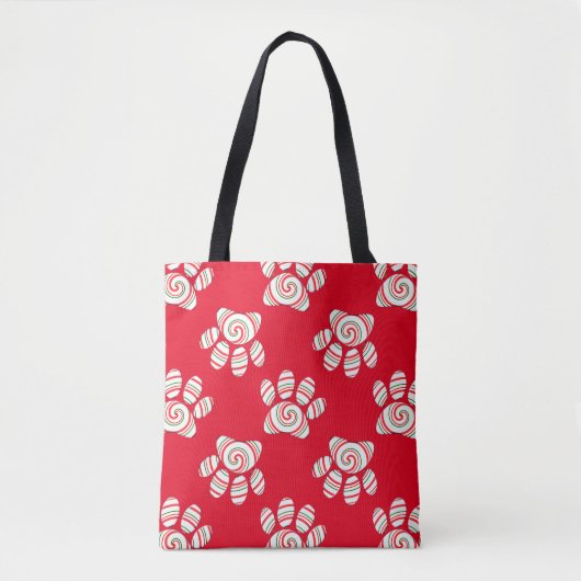 Peppermint Swirl Dog Paw in rood-groen wit Tote Bag (Voorkant)