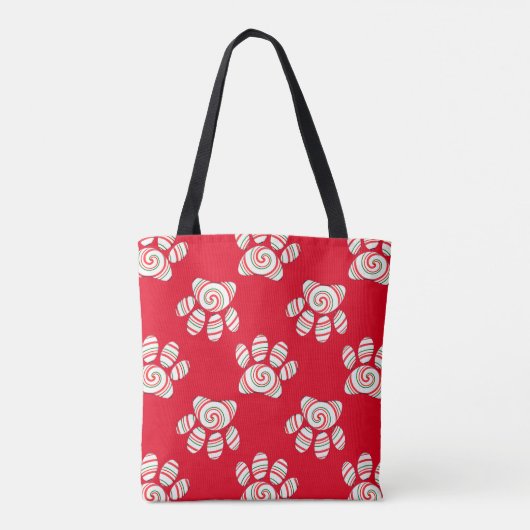 Peppermint Swirl Dog Paw in rood-groen wit Tote Bag (Achterkant)