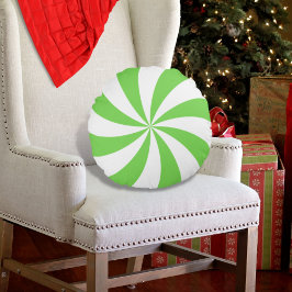 Peppermint Swirl Green White Round Pillow Rond Kussen