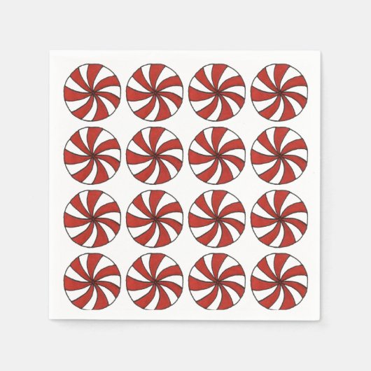 Peppermint Swirl Hard Snoep Holiday Mint Kerstmis Servet (Voorkant)