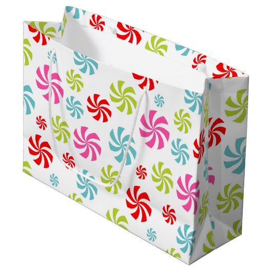 Peppermint Swirl Pattern – Colorful Candy Design Groot Cadeauzakje (Voorkant Gekanteld)