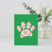 Peppermint Swirl Paw in rood groen wit Briefkaart (Staand voorkant)