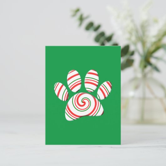 Peppermint Swirl Paw in rood groen wit Briefkaart (Staand voorkant)