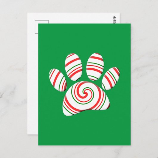 Peppermint Swirl Paw in rood groen wit Briefkaart (Voorkant / Achterkant)