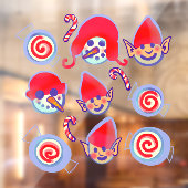 Peppermint Swirl Snoepjes, Elves en Snowmen Xmas Raamsticker (Vel 2)