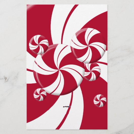 Peppermint Swirl Stripe Snoep Briefpapier (Voorkant)