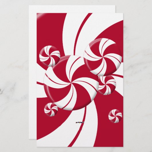 Peppermint Swirl Stripe Snoep Briefpapier (Voorkant / Achterkant)