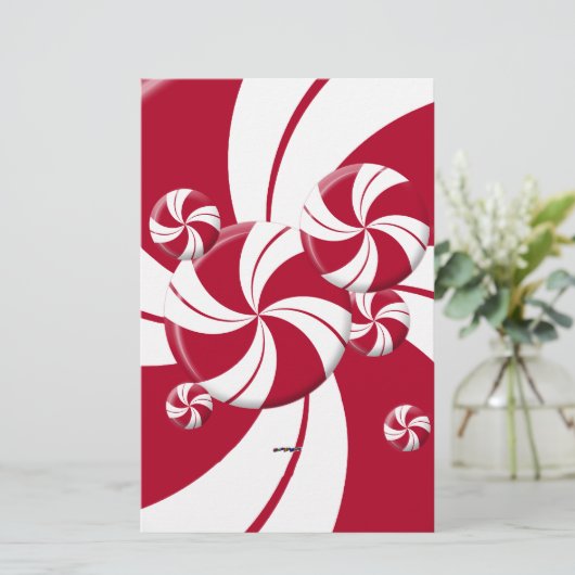 Peppermint Swirl Stripe Snoep Briefpapier (Staand voorkant)