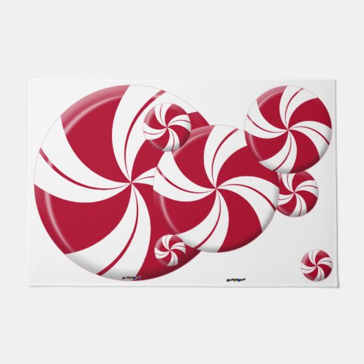 Peppermint Swirl Stripe Snoep Deurmat (Voorkant)