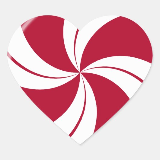 Peppermint Swirl Stripe Snoep Hart Sticker (Voorkant)