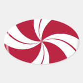 Peppermint Swirl Stripe Snoep Ovale Sticker (Voorkant)