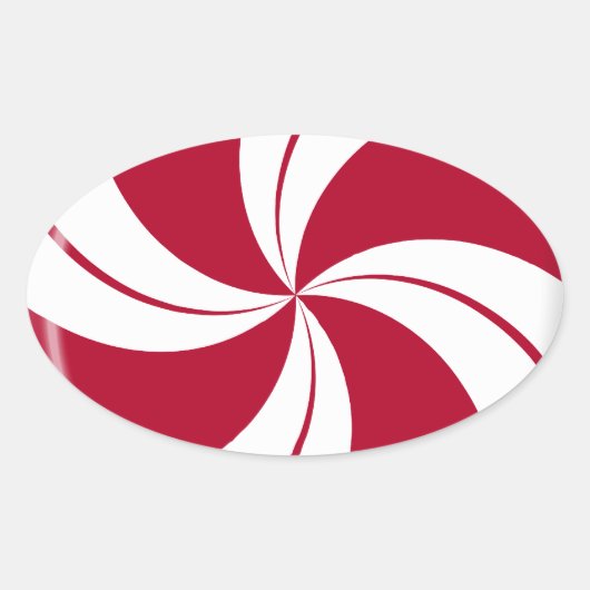 Peppermint Swirl Stripe Snoep Ovale Sticker (Voorkant)