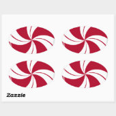 Peppermint Swirl Stripe Snoep Ovale Sticker (Vel)