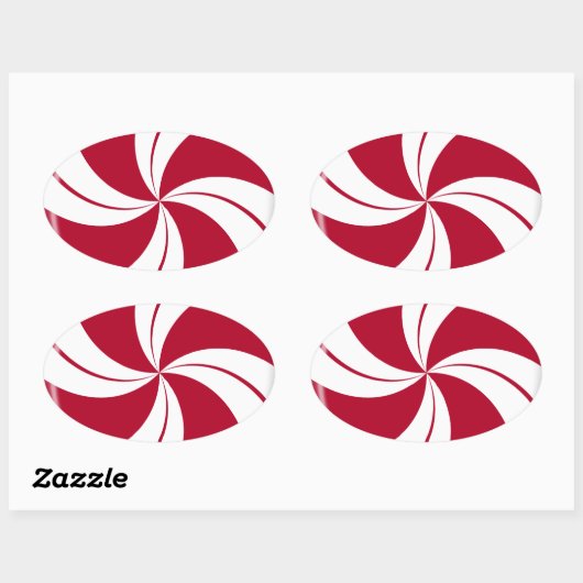 Peppermint Swirl Stripe Snoep Ovale Sticker (Vel)