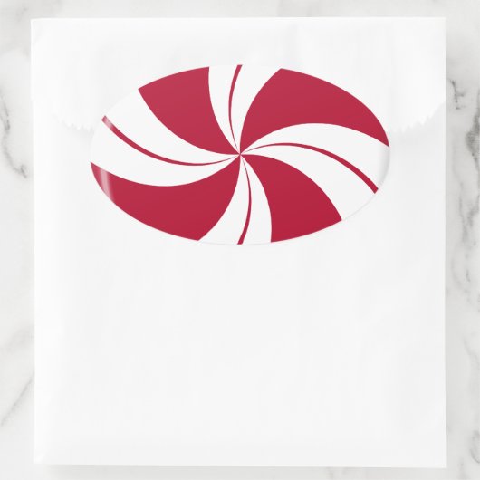 Peppermint Swirl Stripe Snoep Ovale Sticker (Tas)