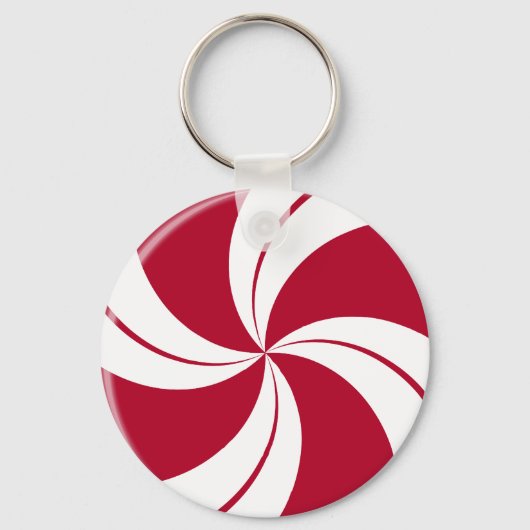 Peppermint Swirl Stripe Snoep Sleutelhanger (Voorkant)