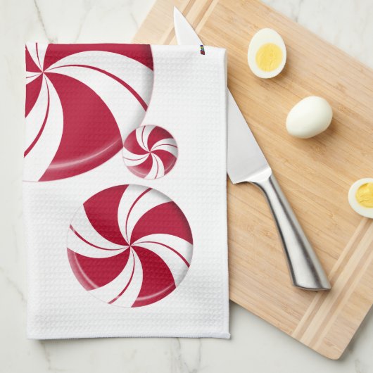 Peppermint Swirl Stripe Snoep Theedoek (Quarter Fold)