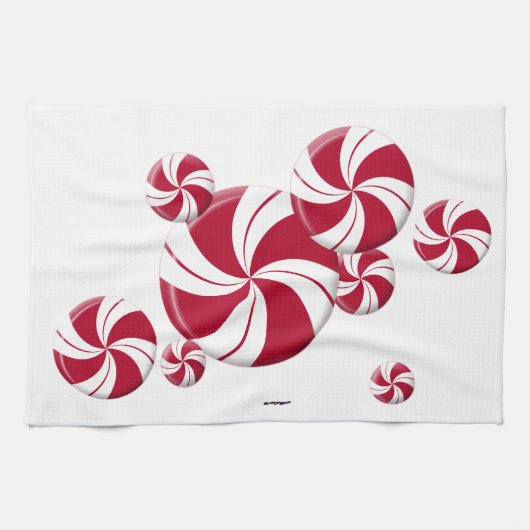 Peppermint Swirl Stripe Snoep Theedoek (Horizontaal)