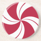 Peppermint Swirl Stripe Snoep Zandsteen Onderzetter (Voorkant)