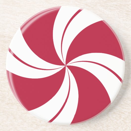 Peppermint Swirl Stripe Snoep Zandsteen Onderzetter (Voorkant)