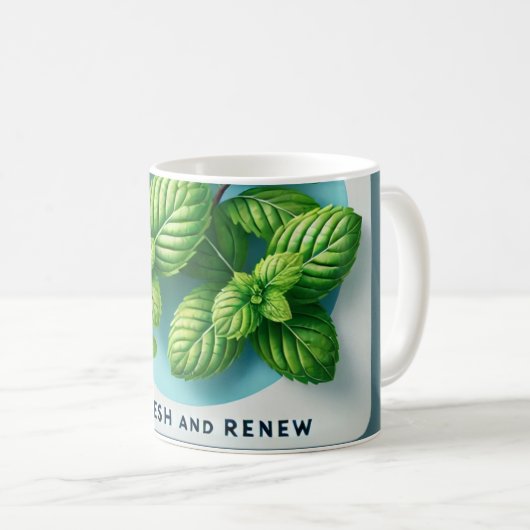 Peppermint Tea Design AI-kunst Koffiemok (Voorkant rechts)