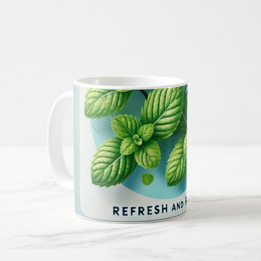 Peppermint Tea Design AI-kunst Koffiemok (Voorkant links)