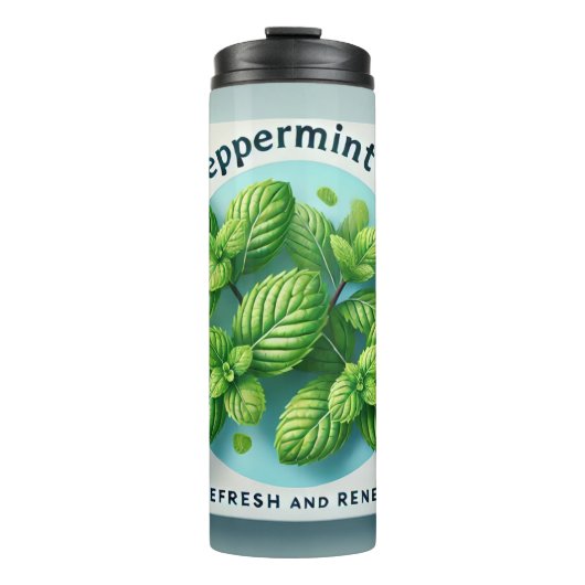 Peppermint Tea Design AI-kunst Thermosbeker (Voorkant)