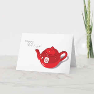 Peppermint Teapot Holiday Card Feestdagen Kaart