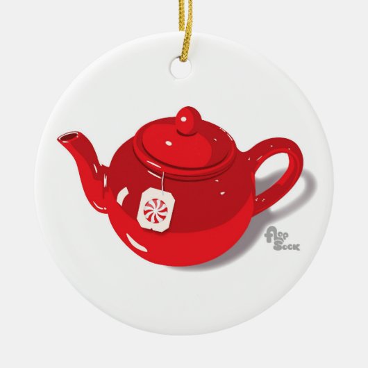 Peppermint Teapot Holiday Ornament (Voorkant)