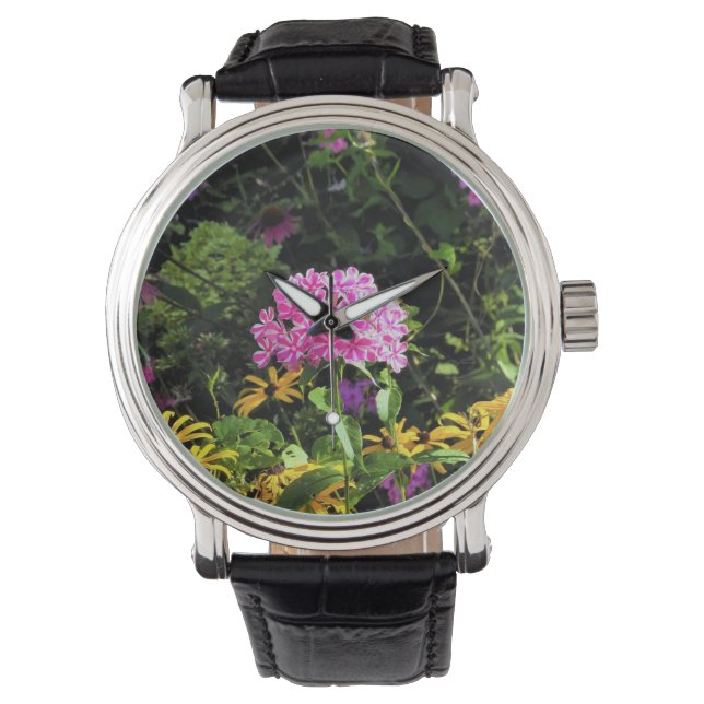 Peppermint Twist Phlox in de onderste tuin Horloge (Voorkant)