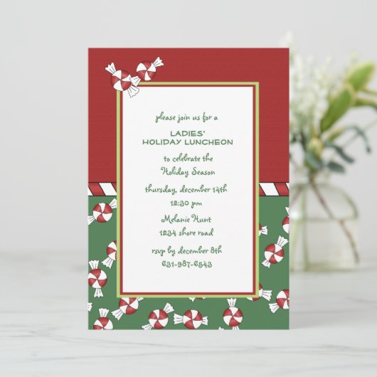 Peppermints Holiday Uitnodiging (Staand voorkant)