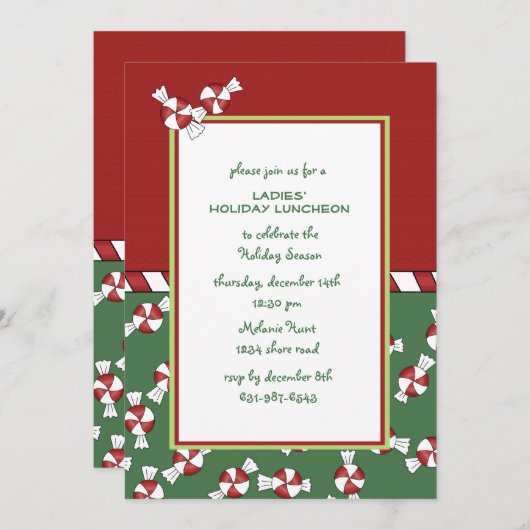 Peppermints Holiday Uitnodiging (Voorkant / Achterkant)