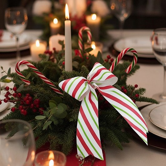 Peppermintstrepen Satijnen Lint