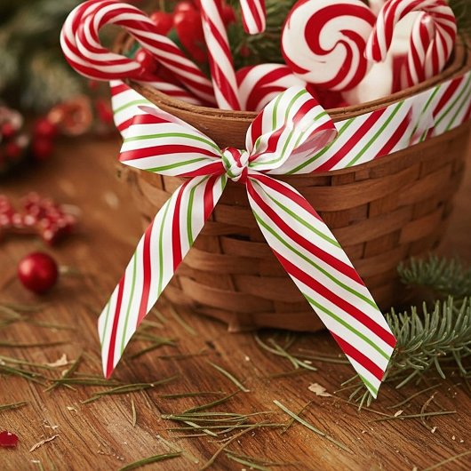 Peppermintstrepen Satijnen Lint