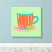 Peppermintthee voor theeliefhebbers canvas afdruk (Insitu (Houten vloer))