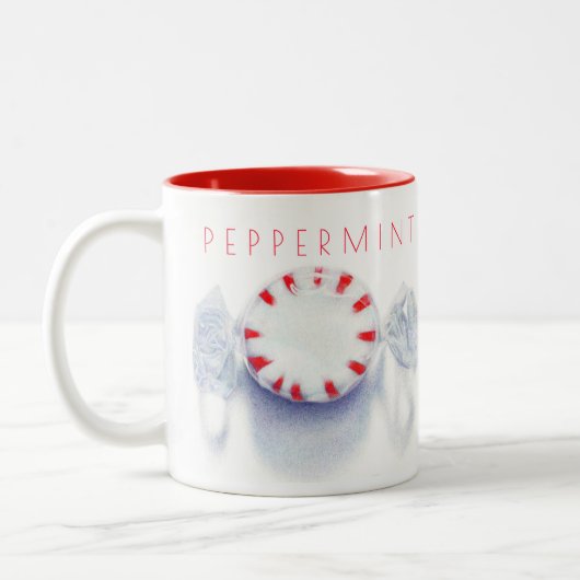 PEPPERMUNT CANDY Tweekleurige mok + tekst (Links)