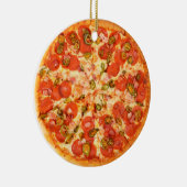 Pepperoni Cheese Pizza Grappig Gag Voedsel Kerstmi Keramisch Ornament (Rechts)