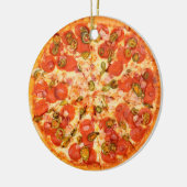 Pepperoni Cheese Pizza Grappig Gag Voedsel Kerstmi Keramisch Ornament (Links)