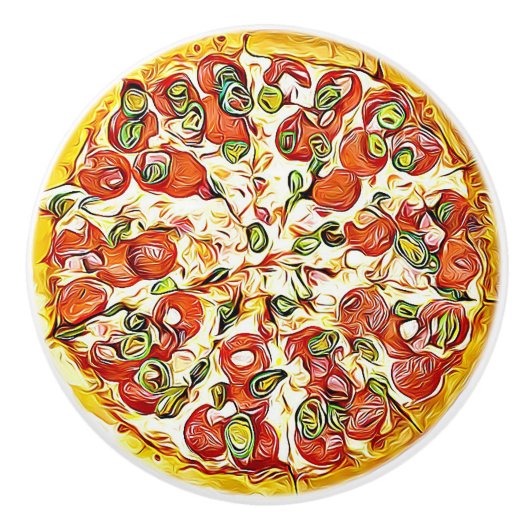 Pepperoni Cheese Pizza Kitchen Cabinet Knob Keramische Knop (Voorkant)