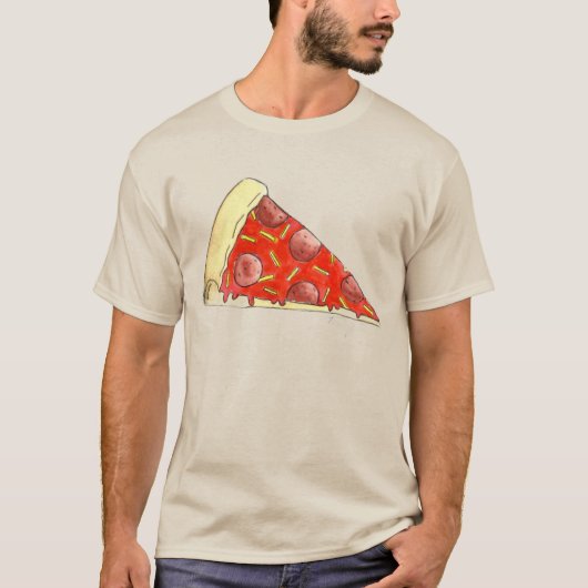 Pepperoni Cheese Pizza NYC Slice Tee Shirt (Voorkant)