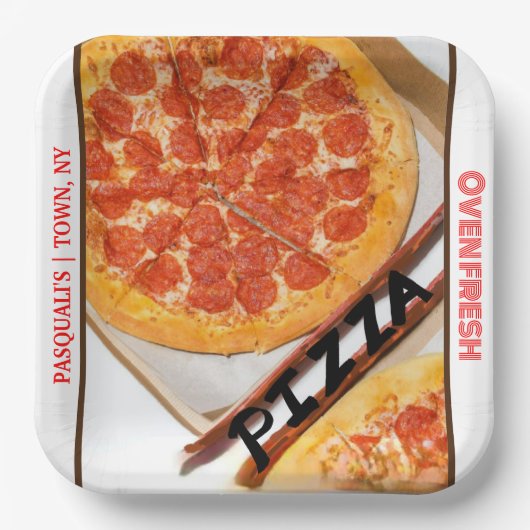 Pepperoni Cheese Pizza Restaurant NAAM Papieren Bordje (Voorkant)