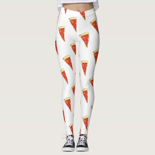 Pepperoni Cheese Pizza Slice Italy Food Slices Leggings (Voorkant)