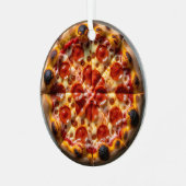 Pepperoni en kaas Pizza Kerstmis Metalen Ornament (Voorkant links)