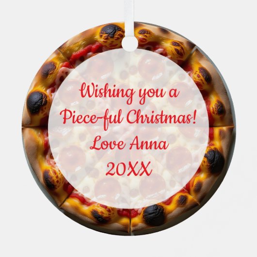 Pepperoni en kaas Pizza Kerstmis Metalen Ornament (Achterkant)