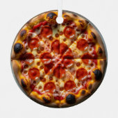 Pepperoni en kaas Pizza Kerstmis Metalen Ornament (Voorkant)
