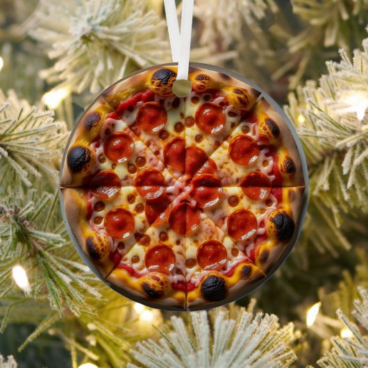 Pepperoni en kaas Pizza Kerstmis Metalen Ornament (Insitu)