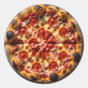Pepperoni en kaas pizza ronde sticker