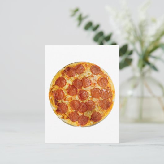 Pepperoni en kaaspizza briefkaart (Staand voorkant)