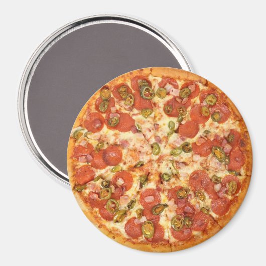 Pepperoni en Olive Pizza koelkast Magnet (Voorkant / Achterkant)