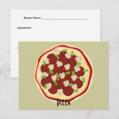 Pepperoni en paddenstoelen Pizza Recipe Card Briefkaart (Voorkant / Achterkant)